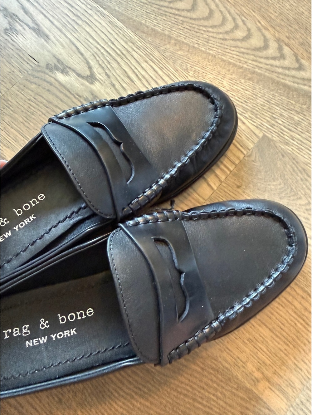 rag & bone Women's Size 7 Black Leather Loafers Slip-Ons - Picture 6 of 10